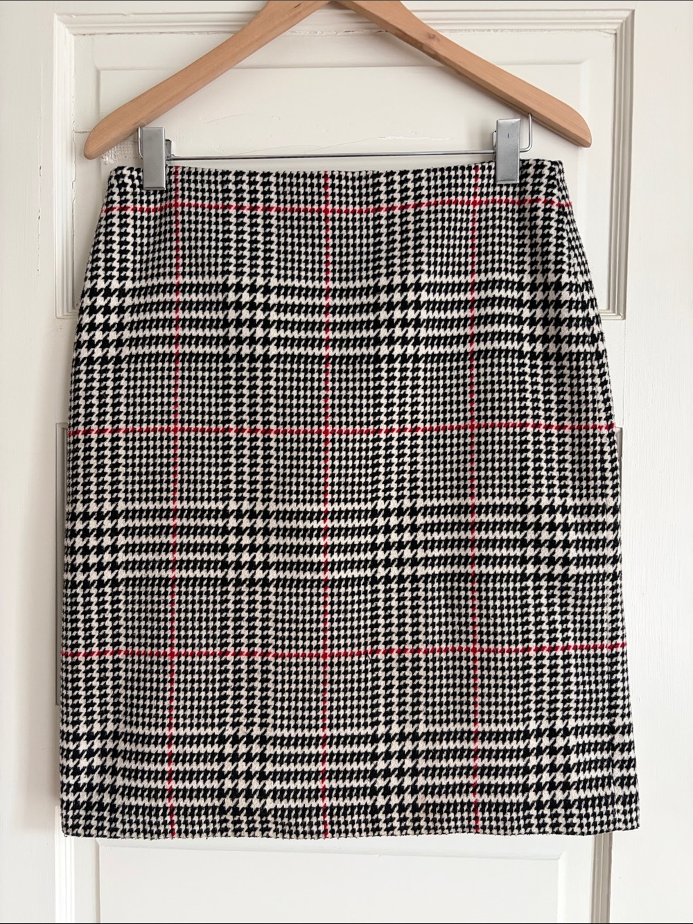 Talbots Wool blend Glenn Plaid Houndstooth Pencil Skirt, lined 8